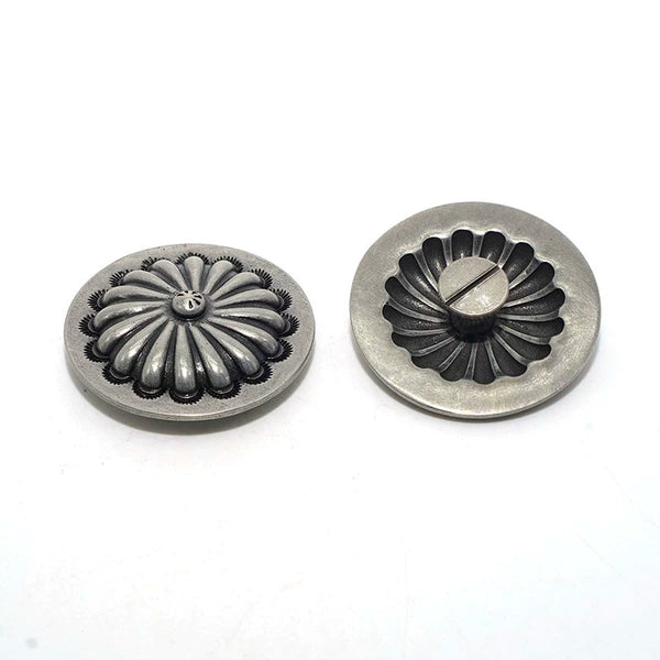 Solid Copper Antique Silver Plated Vintage Patterned Screw Button
