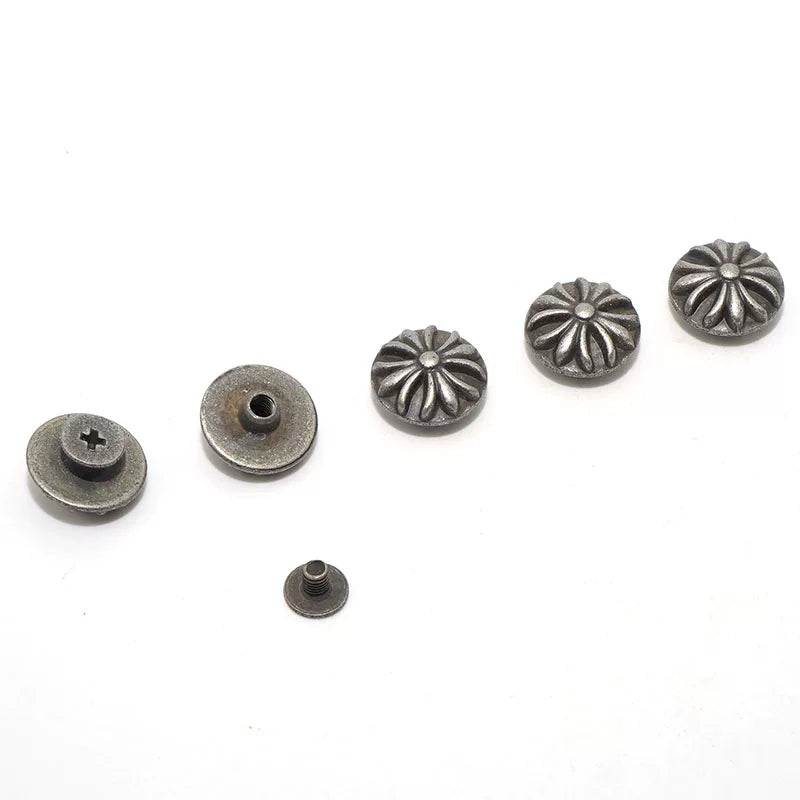 Solid Brass Antique Silver Plated Vintage Button