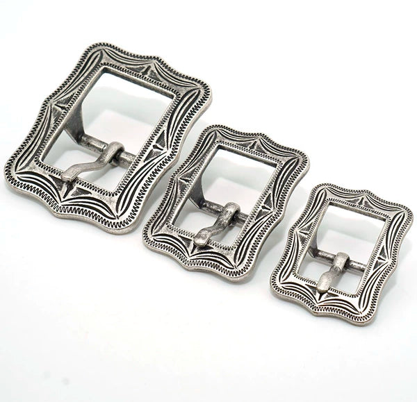 Solid Brass Antique Silver Plated Carved Tri-Glide 25mm