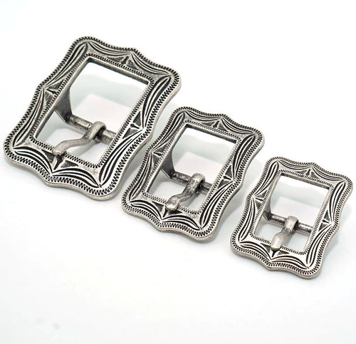 Solid Brass Antique Silver Plated Carved Tri-Glide 25mm