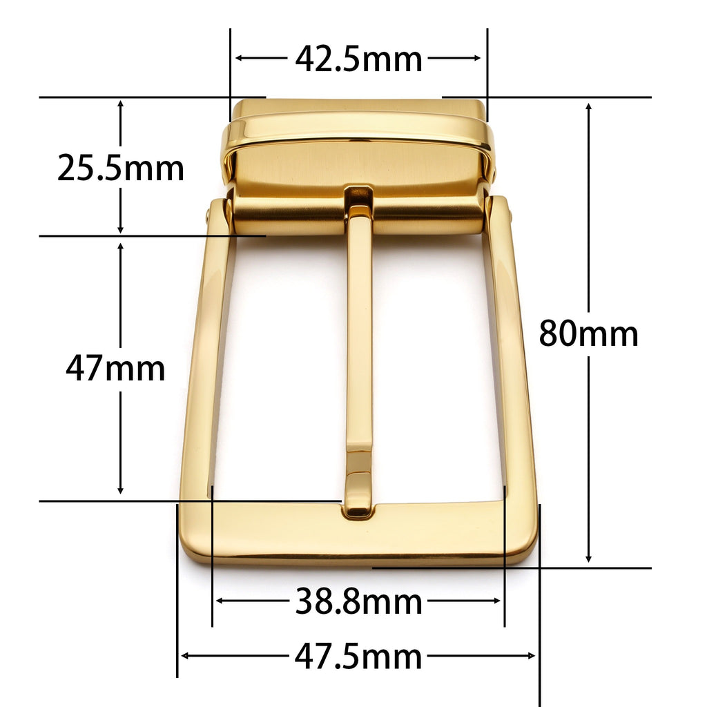 Men's Reversible Rotating Pin Belt Buckle, 38.8mm Inner Width, Metal Square Belt Buckle Replacement, Gold / Silver / Black