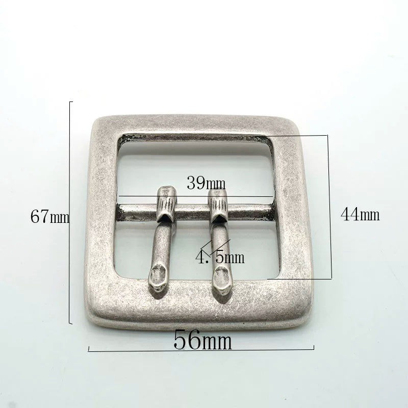Solid Brass Antique Silver Plated Vintage Men's Belt Buckle 39mm