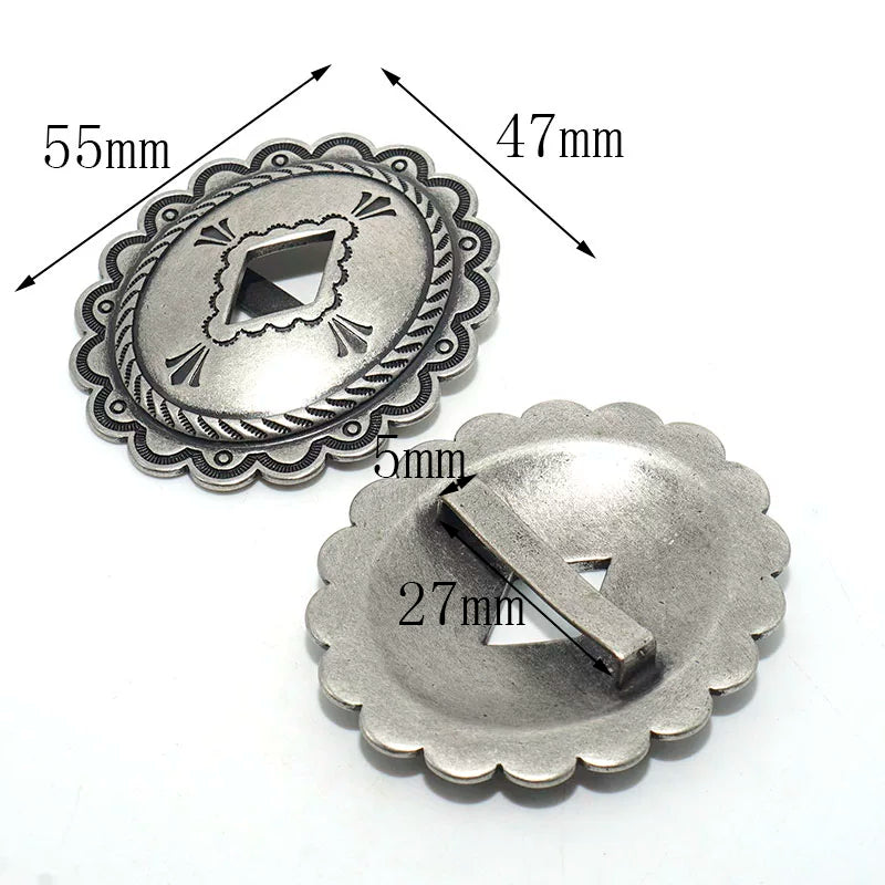 Solid Brass Antique Silver Plated Vintage Patterned Belt Buckle