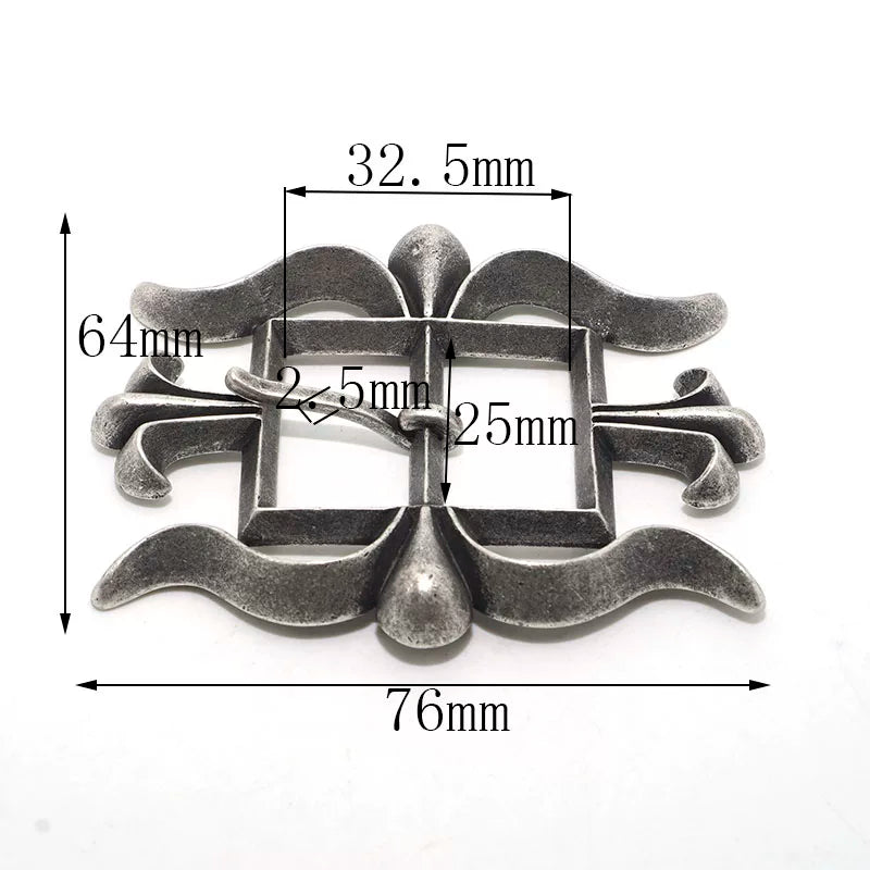 Solid Brass Antique Silver Plated Vintage Belt Buckle