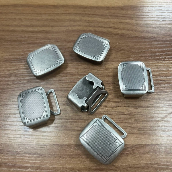 Solid Brass Antique Silver Plated Belt Buckle for 35mm Strap
