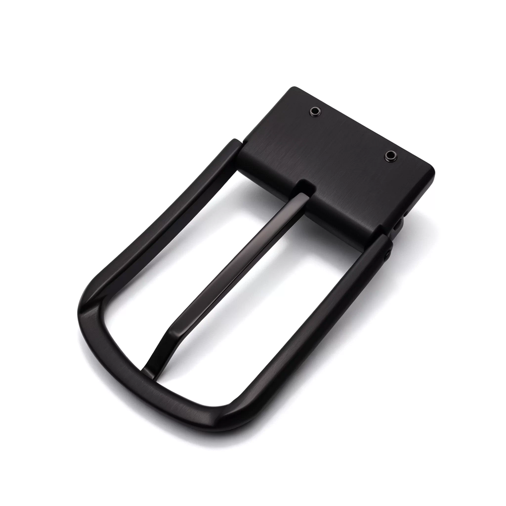 Men's Rotatable Reversible Pin Belt Buckle, 38.5mm Inner Width, Sleek Curved Smooth Frame Metal Belt Buckle Replacement, Silver / Gold / Matte Black