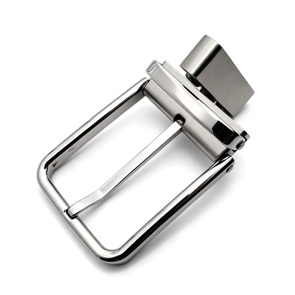 Men's Reversible Rotating Pin Belt Buckle, 39mm Inner Width, Rounded Square Silver Metal Belt Buckle Replacement