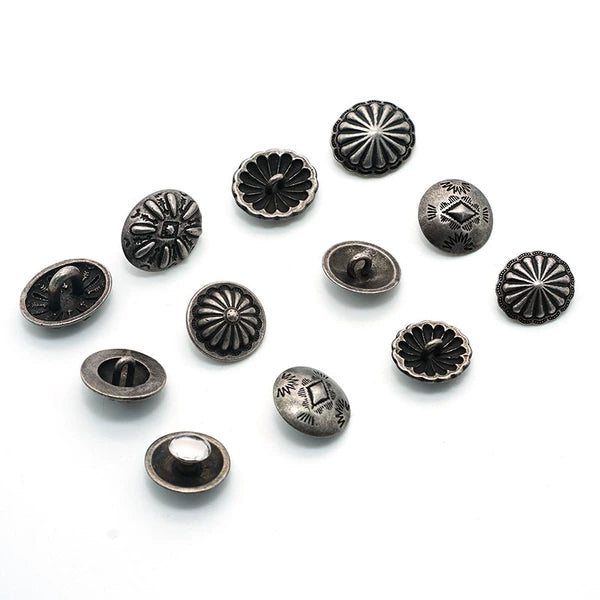 Solid Copper Silver Plated Patterned Button