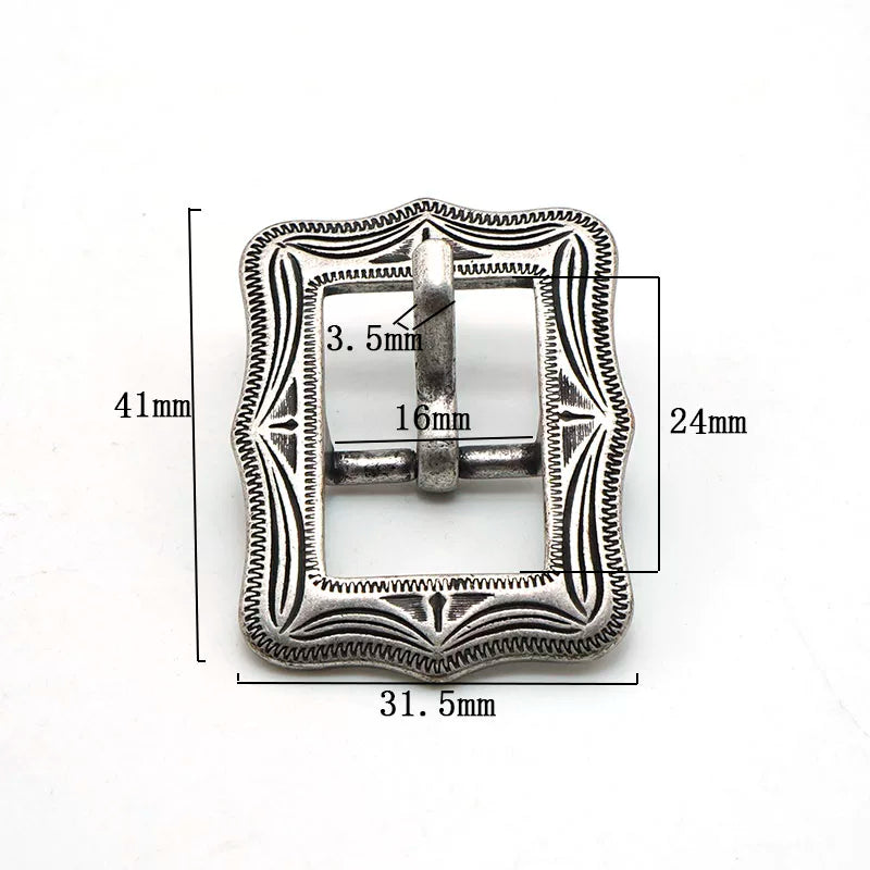 Solid Brass Antique Silver Plated Carved Tri-Glide 25mm