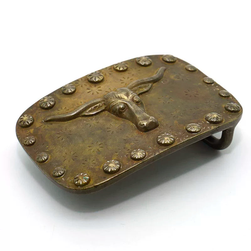 Solid Brass Oxidized Vintage Western Belt Buckle for 38mm Strap