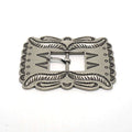 Solid Brass Antique Silver Plated Vintage Patterned Pin Buckle
