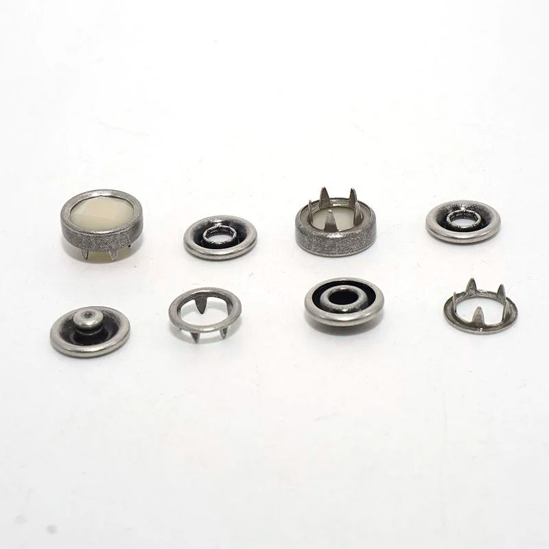 Solid Copper Antique Silver Plated Snap Button