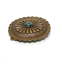 Solid Brass Oxidized Vintage Turquoise Belt Buckle