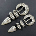 Solid Brass Antique Silver Plated Vintage Carved Pin Buckle 30mm