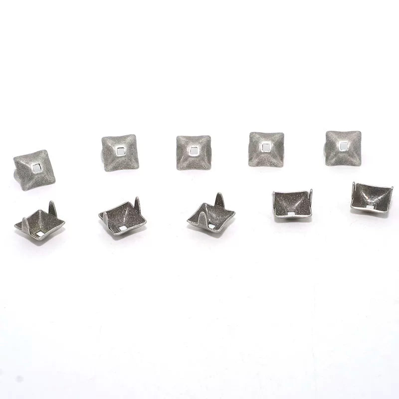 Solid Brass Antique Silver Plated Prong Stud