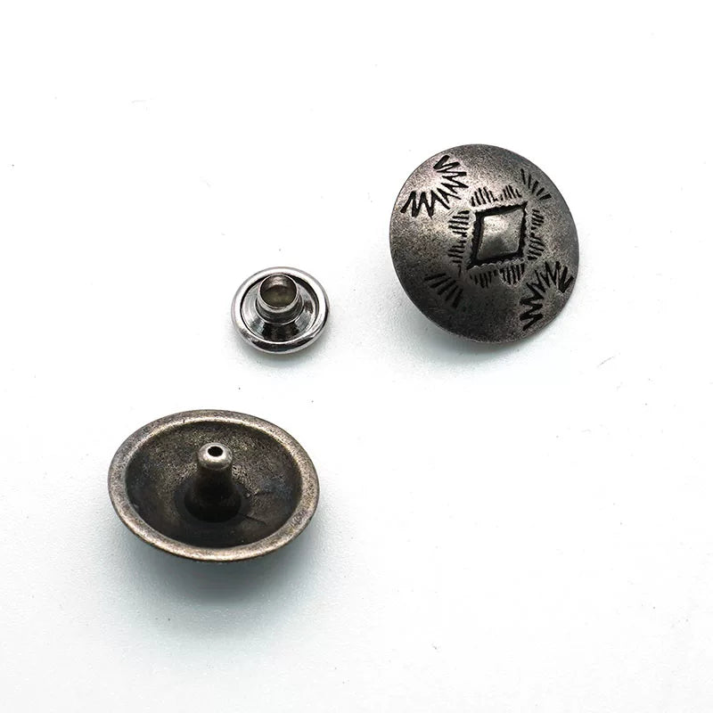 Solid Copper Silver Plated Patterned Button