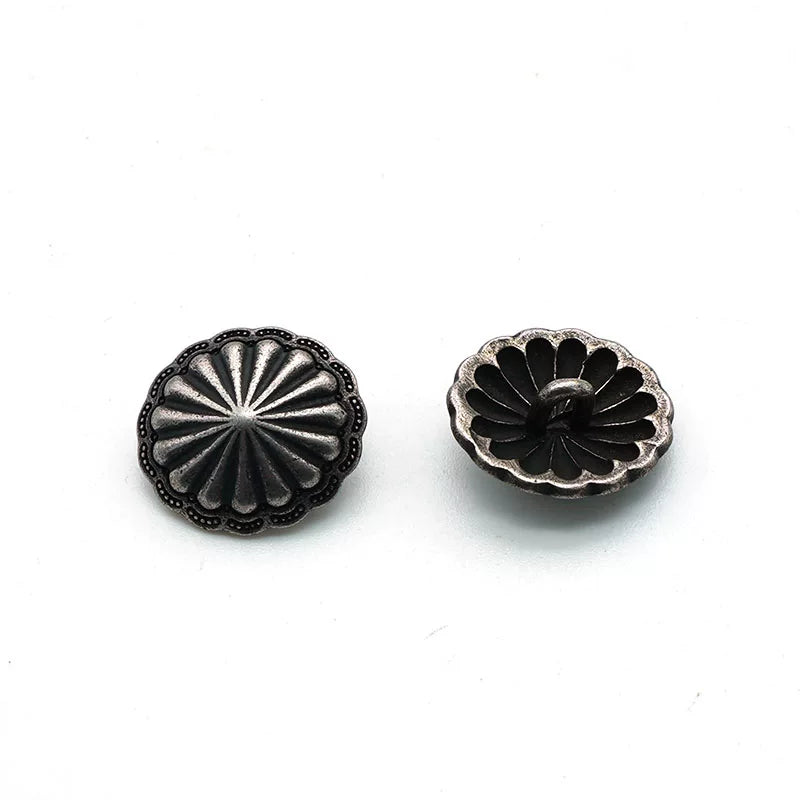Solid Copper Silver Plated Patterned Button