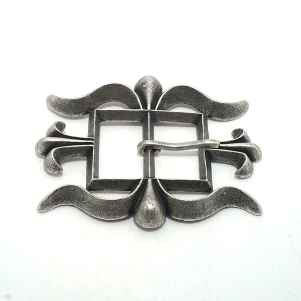 Solid Brass Antique Silver Plated Vintage Belt Buckle