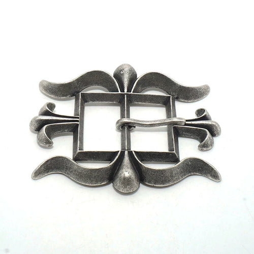 Solid Brass Antique Silver Plated Vintage Belt Buckle