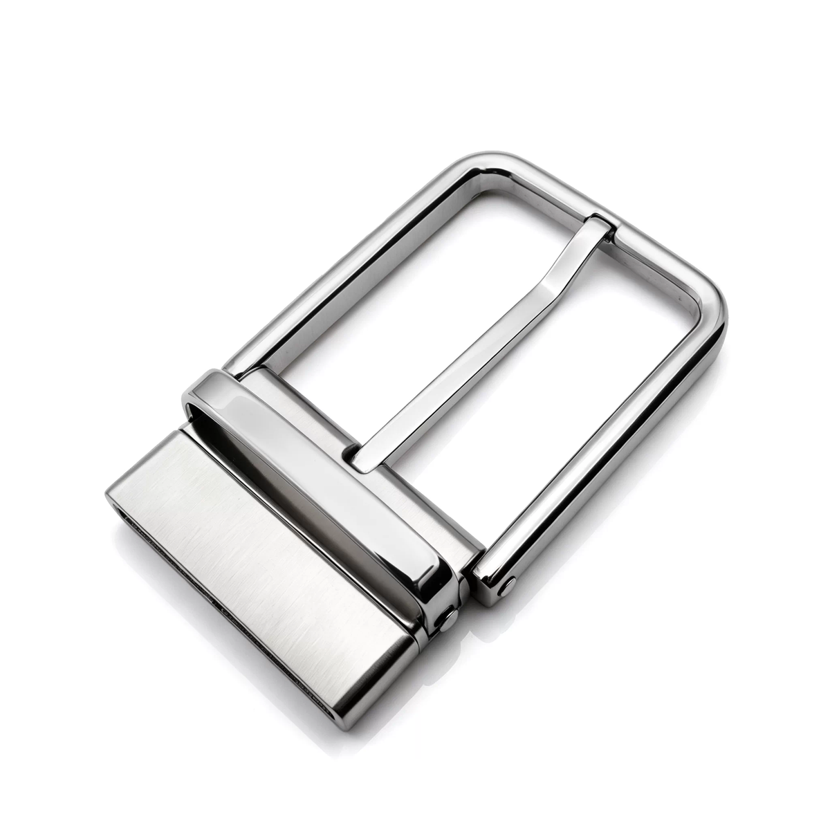 Men's Reversible Rotating Pin Belt Buckle, 39mm Inner Width, Rounded Square Silver Metal Belt Buckle Replacement