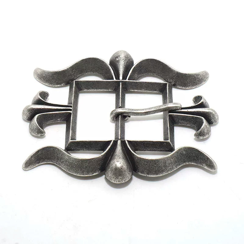 Solid Brass Antique Silver Plated Vintage Belt Buckle