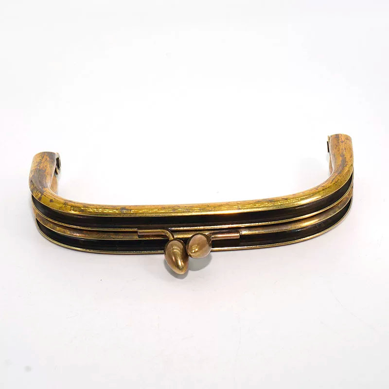Brass with Oxidized Antique Brass Bag 较 Lock Handmade Diy Bag Hardware Vintage Square Handle Ring