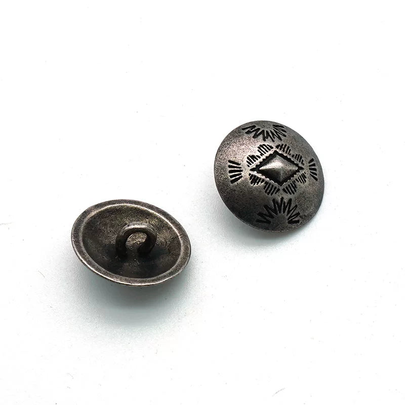 Solid Copper Silver Plated Patterned Button