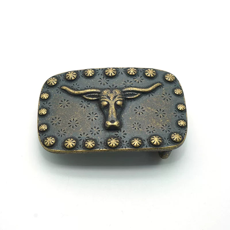 Solid Brass Antique Bronze Vintage Western Belt Buckle for 38mm Strap