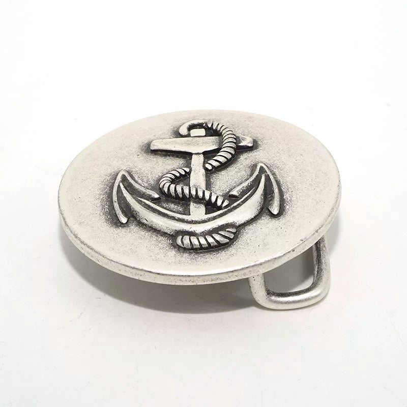 Solid Brass Antique Silver Plated Vintage Men's Belt Buckle
