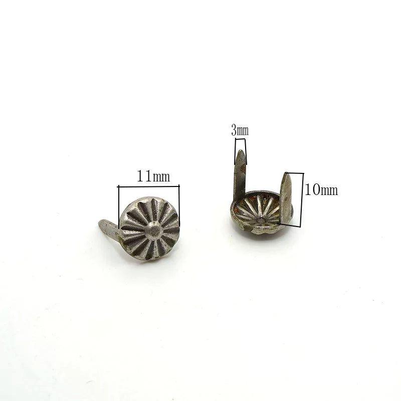 Solid Copper Vintage Floral Prong Stud