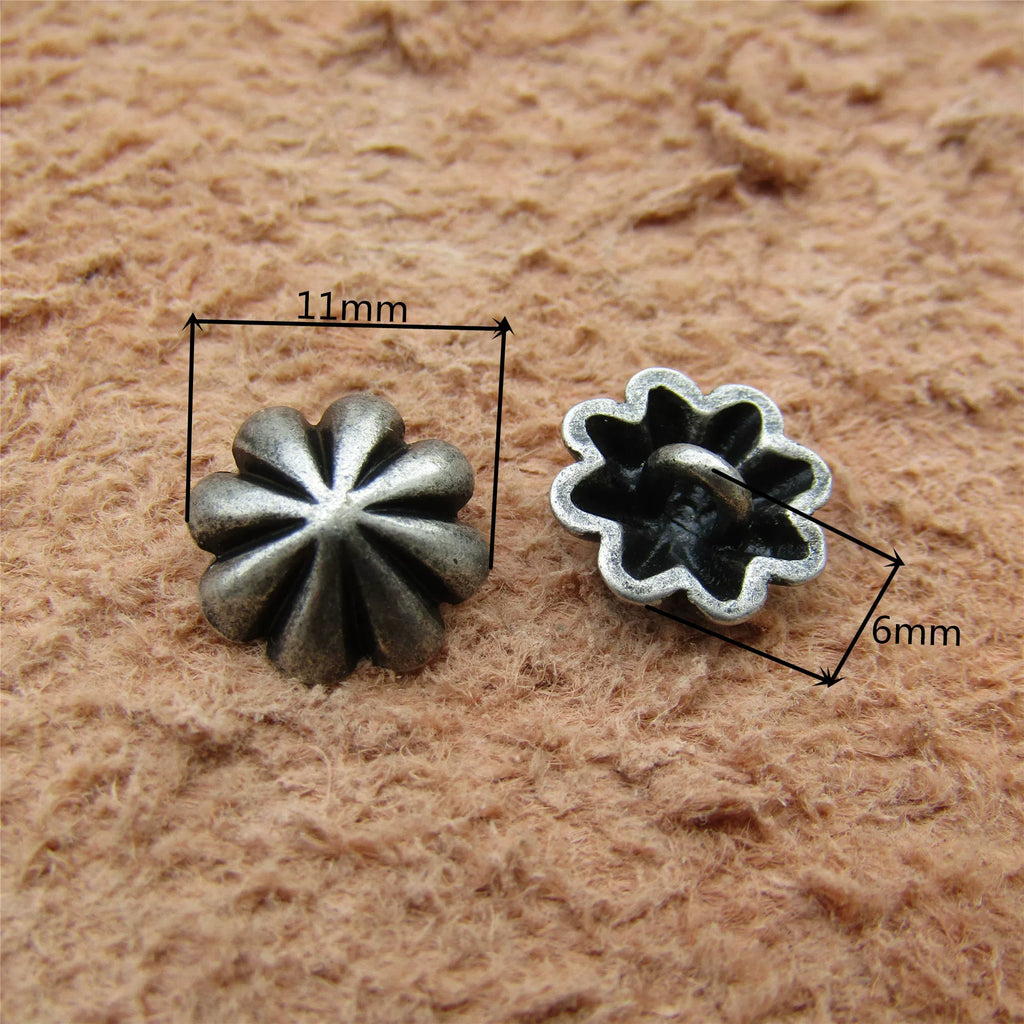 Solid Copper Vintage Floral Button