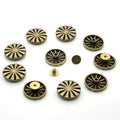 Solid Brass Vintage Floral Chrysanthemum Stud 18mm