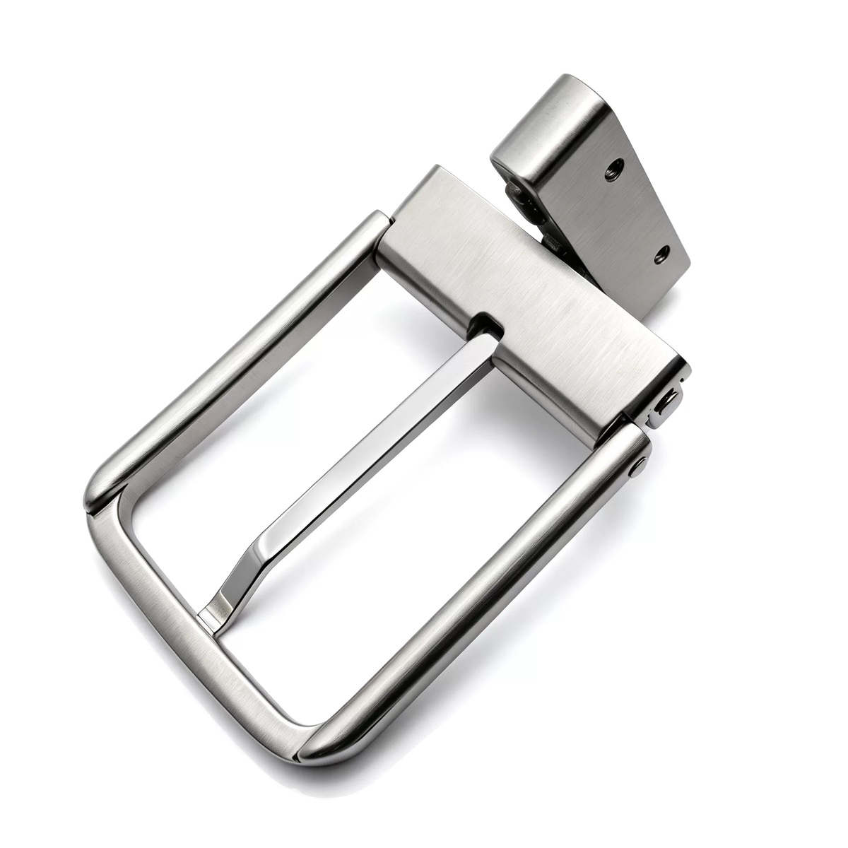Men's Reversible Rotating Pin Belt Buckle, 39mm Inner Width, Rounded Square Silver Metal Belt Buckle Replacement