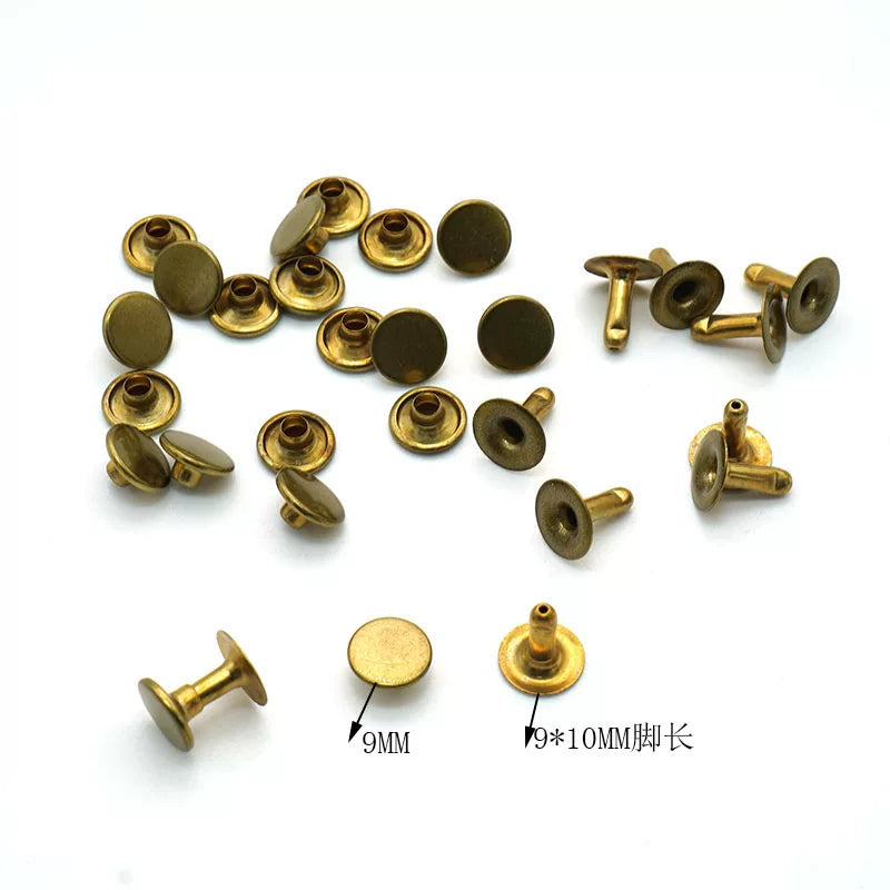 Solid Copper Antique Bronze Double Cap Rivet 9x10mm