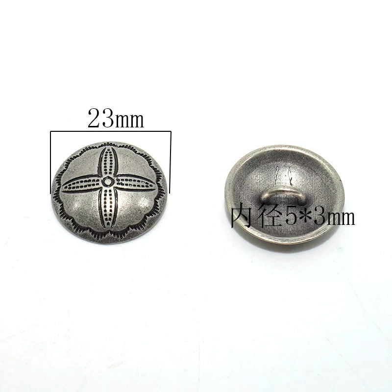 Solid Brass Antique Silver Plated Vintage Patterned Button