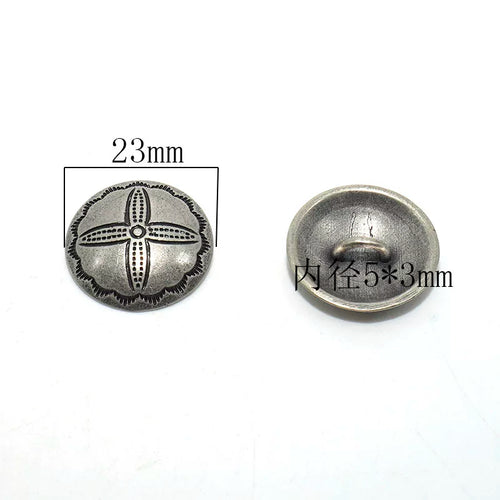 Solid Brass Antique Silver Plated Vintage Patterned Button