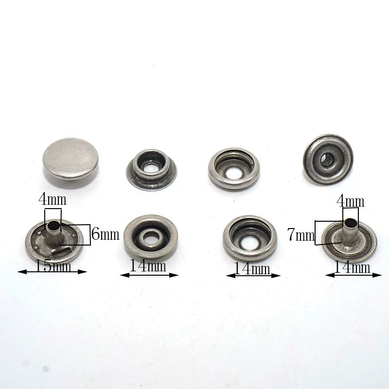 Solid Brass Antique Silver Plated Heavy Duty Snap Fastener 15mm