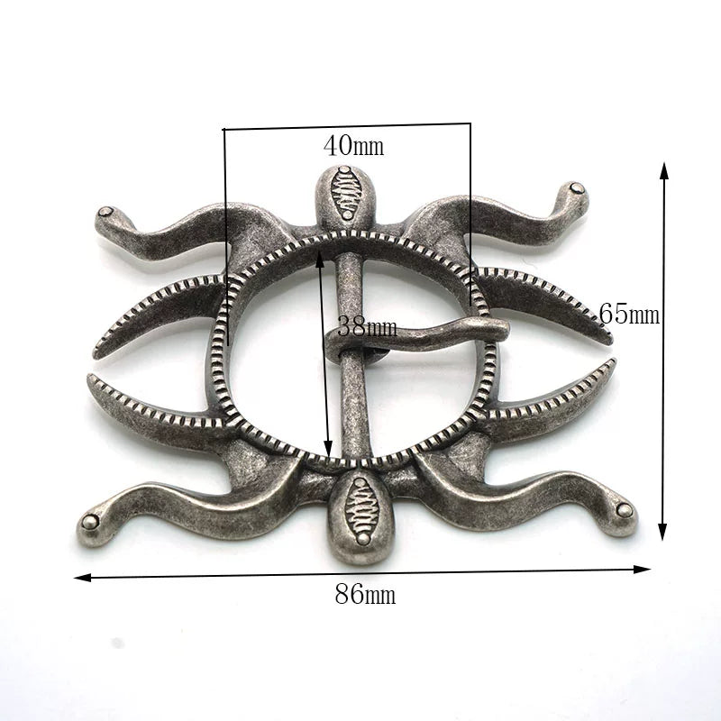 Solid Copper Silver Plated Patterned Belt Buckle for 38mm Strap