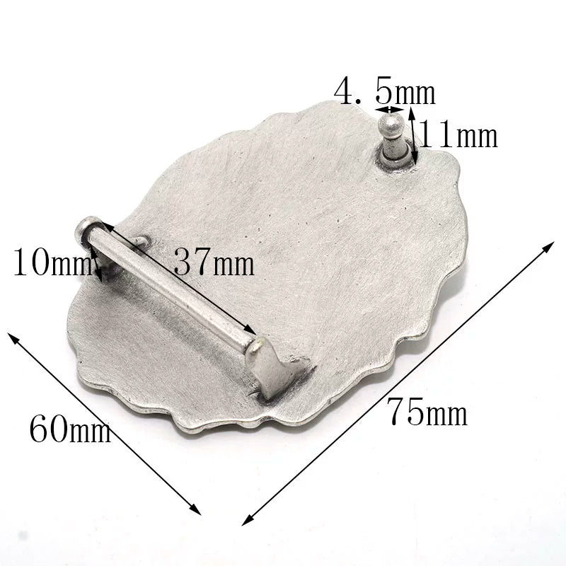 Solid Brass Antique Silver Plated Belt Buckle for 3.7mm Strap