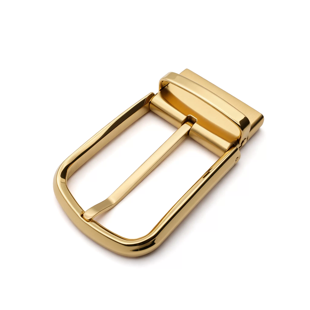 Men's Rotatable Reversible Pin Belt Buckle, 38.5mm Inner Width, Sleek Curved Smooth Frame Metal Belt Buckle Replacement, Silver / Gold / Matte Black