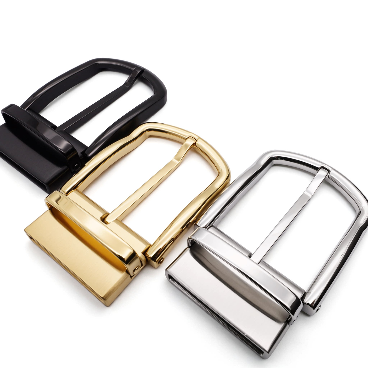 Men's Rotatable Reversible Pin Belt Buckle, 38.5mm Inner Width, Classic Rectangle D Frame Metal Belt Buckle Replacement, Silver / Gold / Matte Black