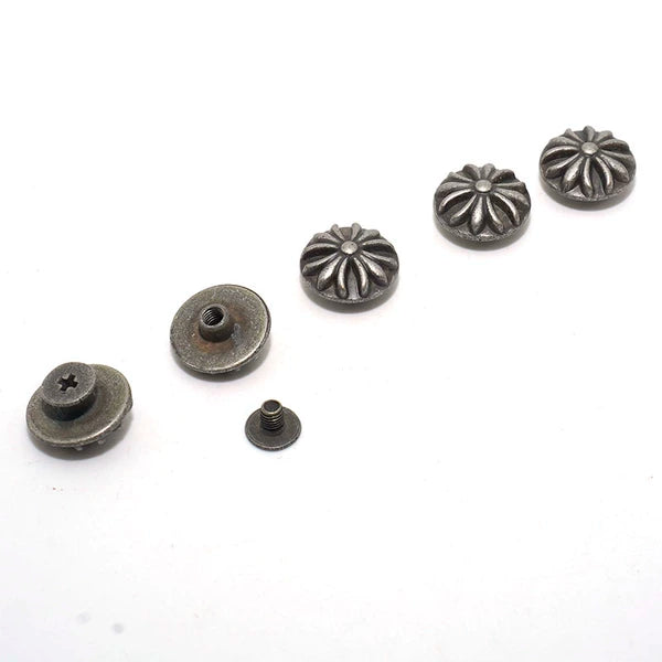 Solid Brass Antique Silver Plated Vintage Button