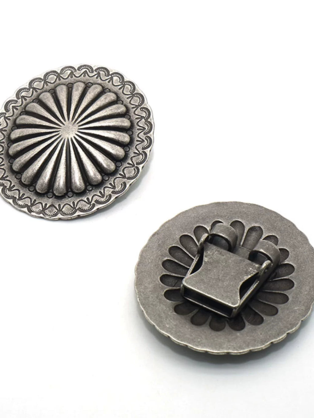 Solid Brass Antique Silver Plated Vintage Western Cord Lock