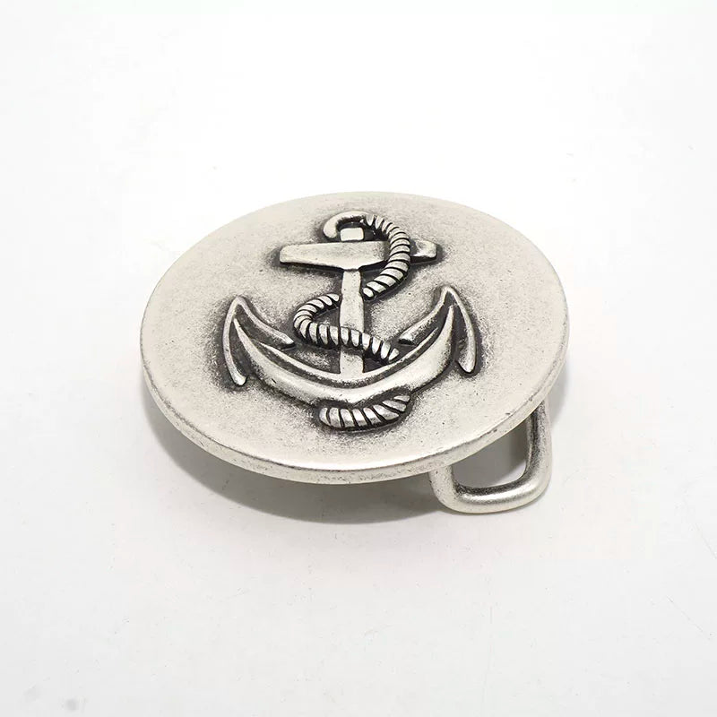 Solid Brass Antique Silver Plated Vintage Men's Belt Buckle
