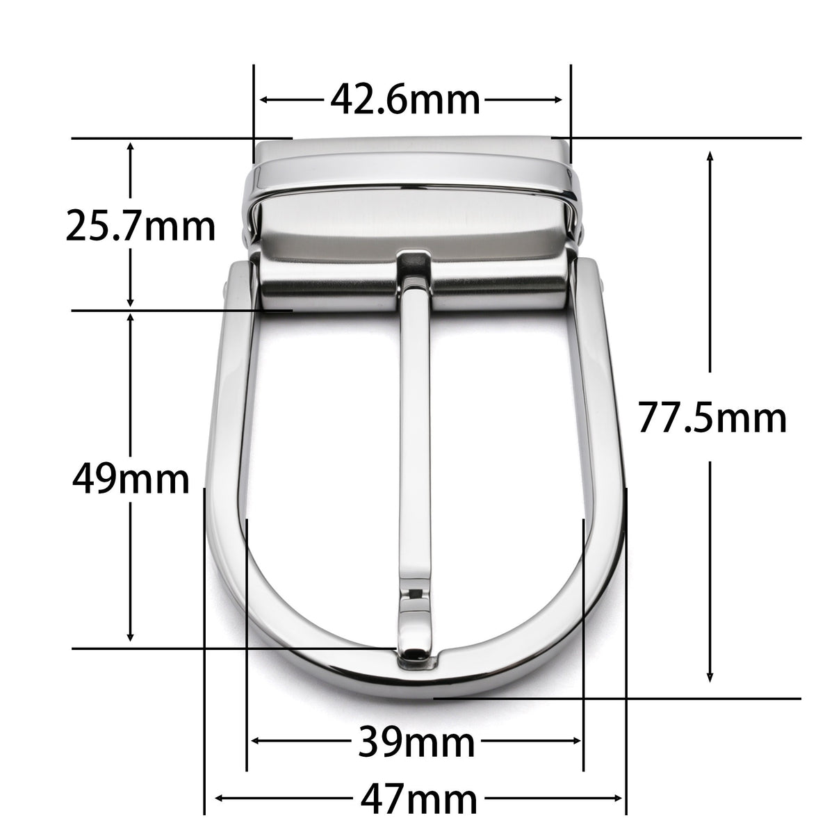 D Shape Rotatable Reversible Belt Buckle for Men, 39mm Single Prong Belt Replacement Buckle