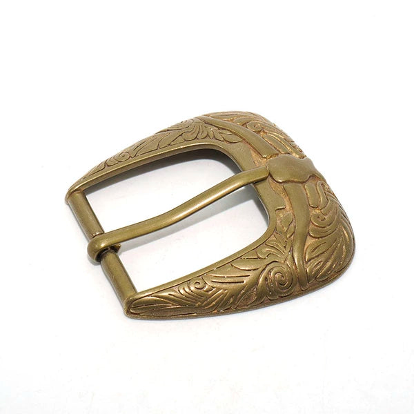 Solid Brass Antique Bronze Vintage Carved Pin Buckle