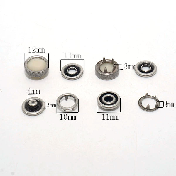 Solid Copper Antique Silver Plated Snap Button