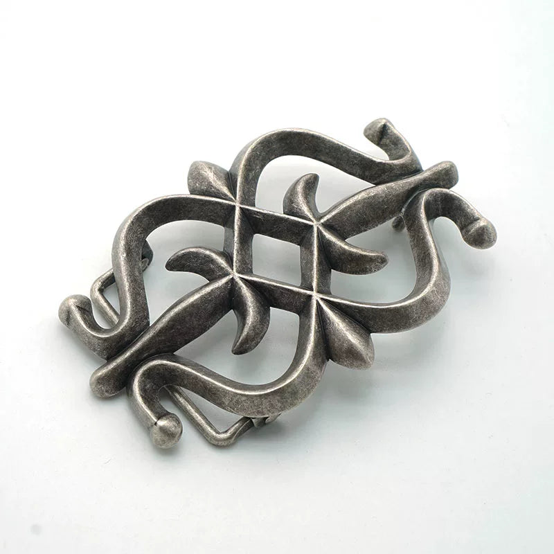 Solid Copper Silver Plated Vintage Unisex Belt Buckle for 38mm Strap