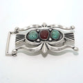 Solid Brass Antique Silver Plated Vintage Turquoise Belt Buckle