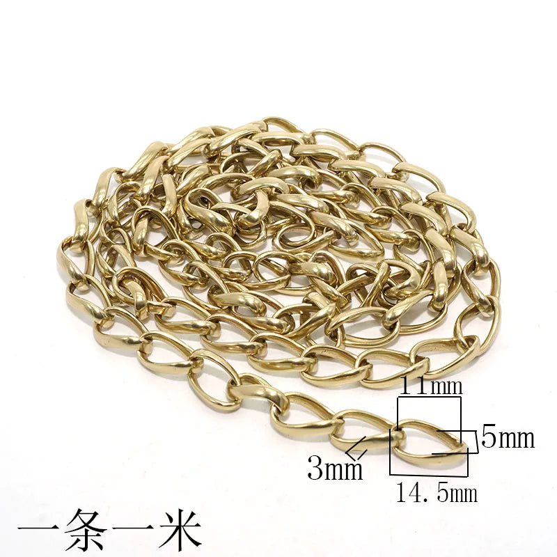 Premium Solid Copper Oval Chain Brass Tone Bag Hardware Diy Metal Shoulder Strap Chain One 米 Length